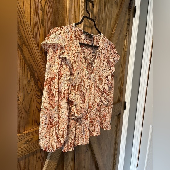 MINK pink paisley print blouse L - Picture 6 of 8